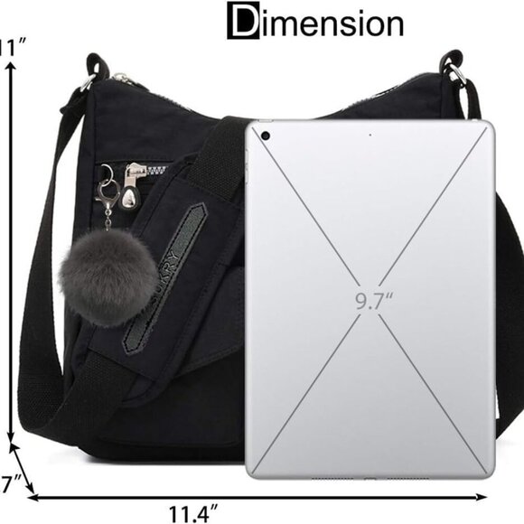Nylon Crossbody Bag for Women with Anti theft RFID Pocket, Waterproof Shoulder B - Picture 3 of 7